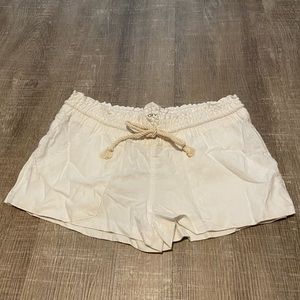 Never worn Roxy white linen drawstring shorts